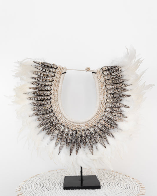 Feather tribal necklace with stand