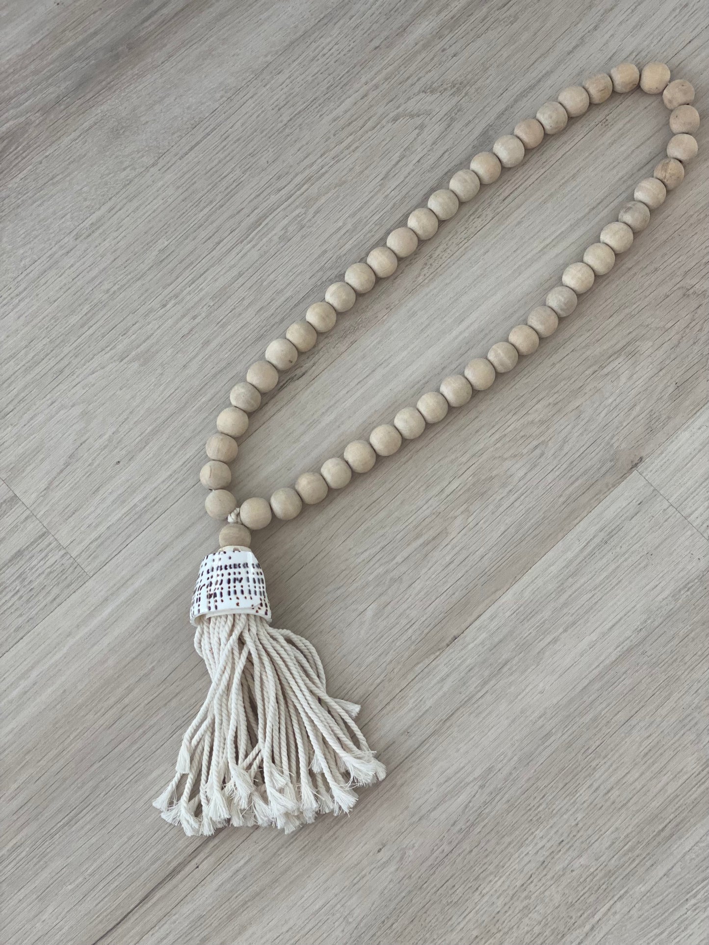 Wooden beads with sea shell