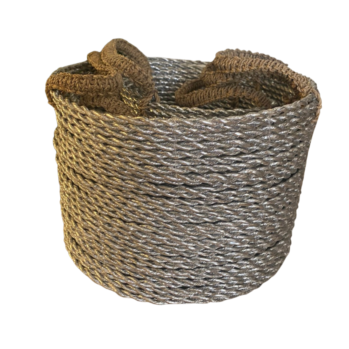 Silver baskets with natural handles