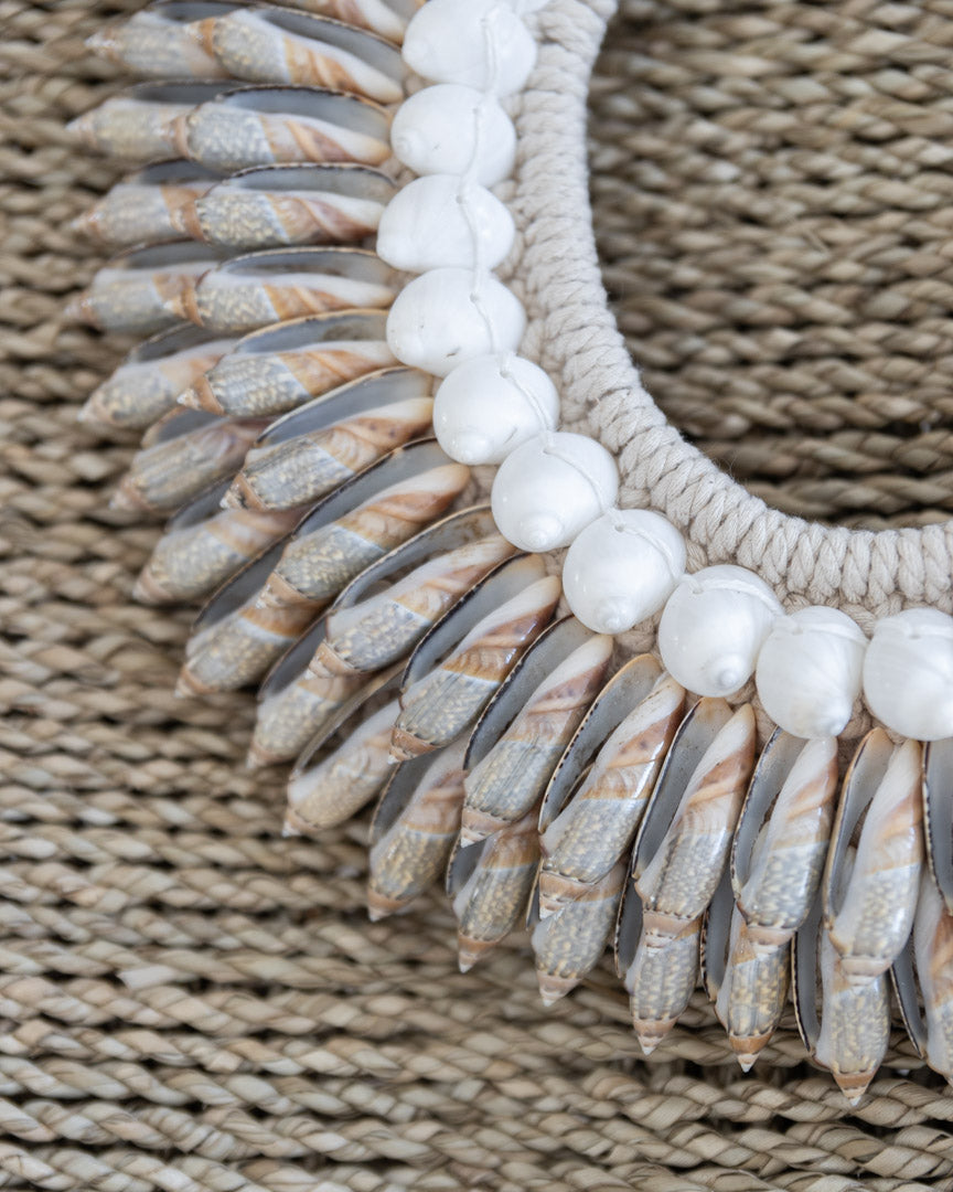 Grey shell necklace decor