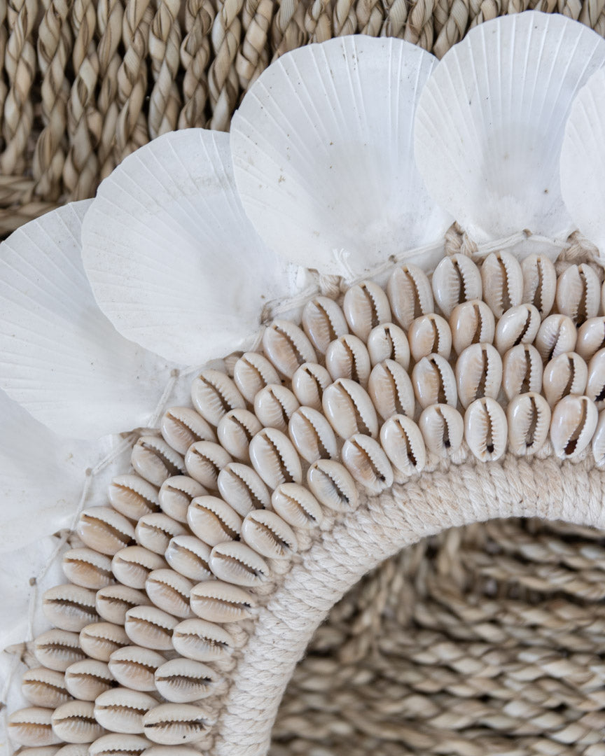 Scallop and cowrie shell decor with stand