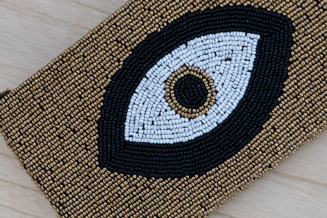 Beaded eye clutch