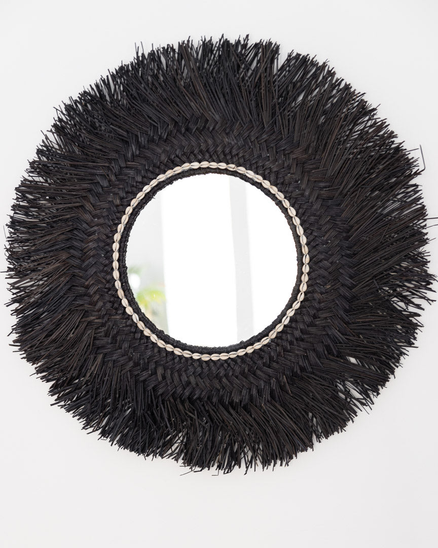 Black raffia mirror