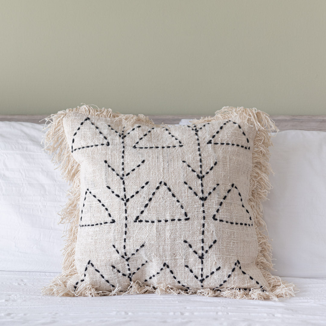 Aztec stitch natural boho cushion