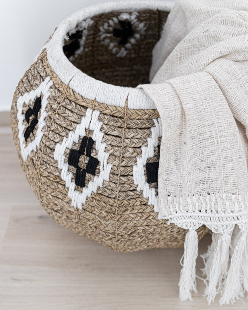 Woven natural aztec basket Alba Home Lifestyle