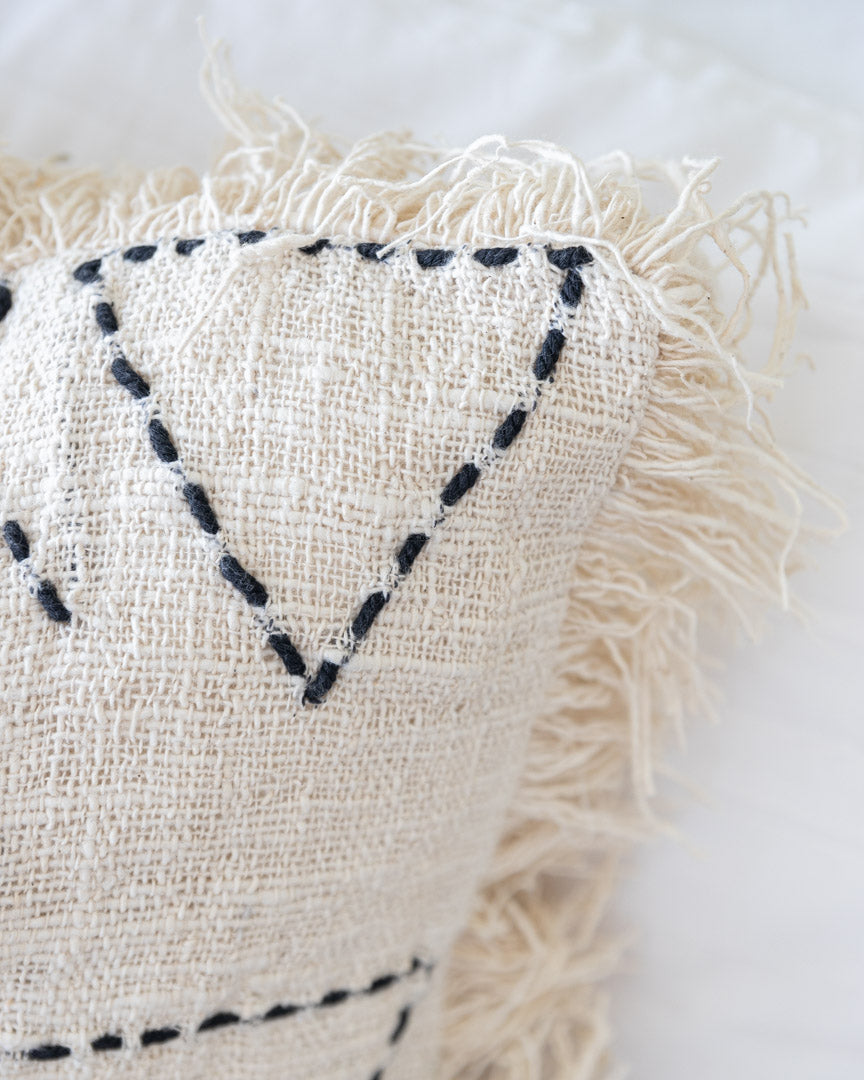 Aztec stitch natural boho cushion