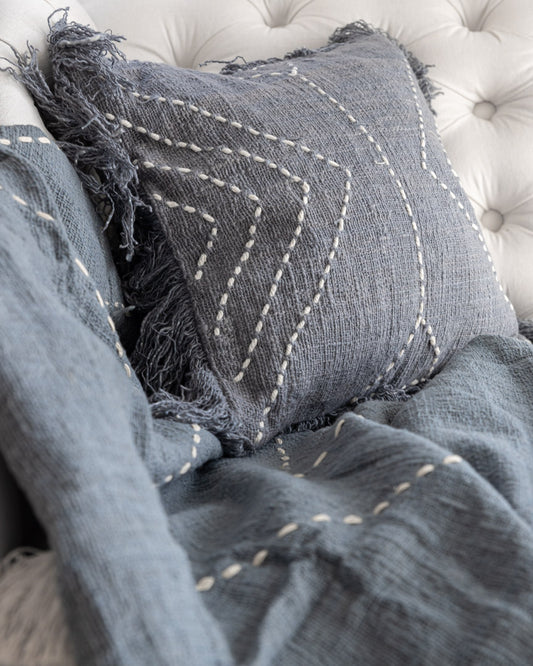 Grey raw cotton cushion